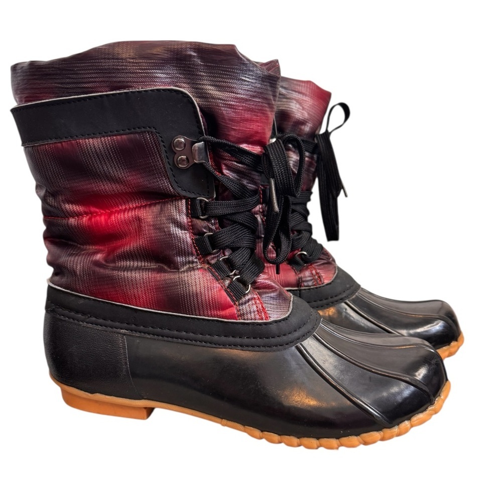 Sporto Black and Red Women's Duck/Winter Lace Up Size 9 Waterproof Boots